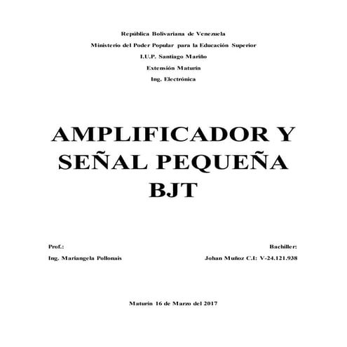 Amplificador y pequeña señal bjt