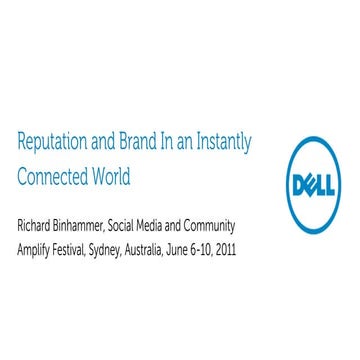 Reputation and Brand in an Instantly Connected World