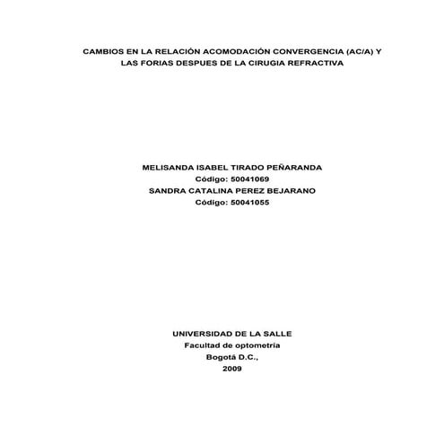 Cambios de la relacion acomodacion convergencia