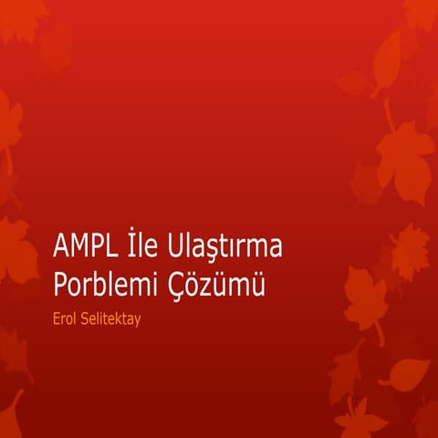 Genel Bir Ulaştırma Probleminin AMPL İle Çözümü