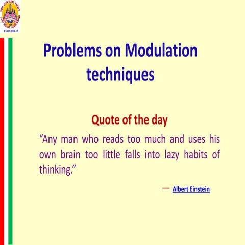 Numerical Problems on Ampitude Modulation