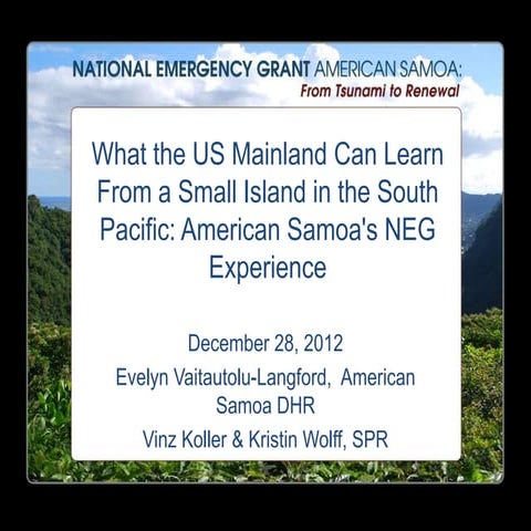 American Samoa NEG Project Lessons