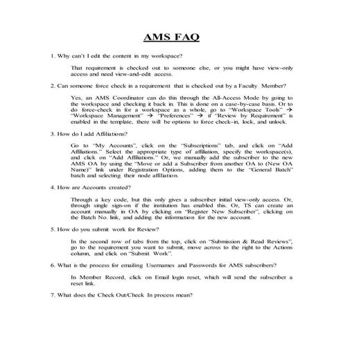 AMS FAQ's