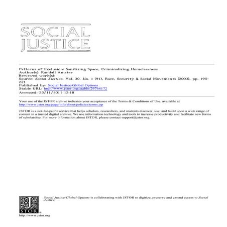 Amster   2003 - patterns of exclusion sanitizing space, criminali