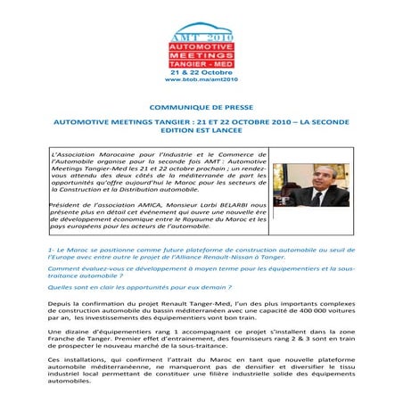 Automotive Meetings Tangier-Med les 21 et 22 octobre