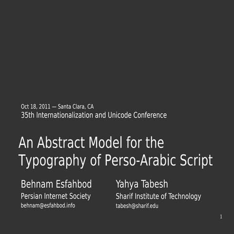 An Abstract Model for the Typography of Perso-Arabic Script