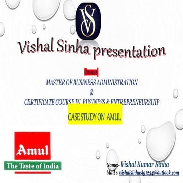 Amul case study, Assignment presentation. 