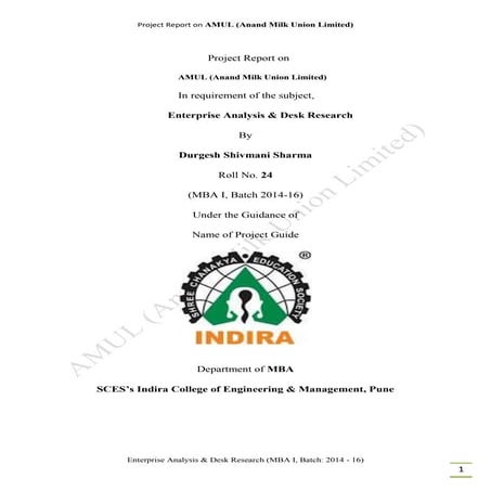 Project Report on Amul | DOC