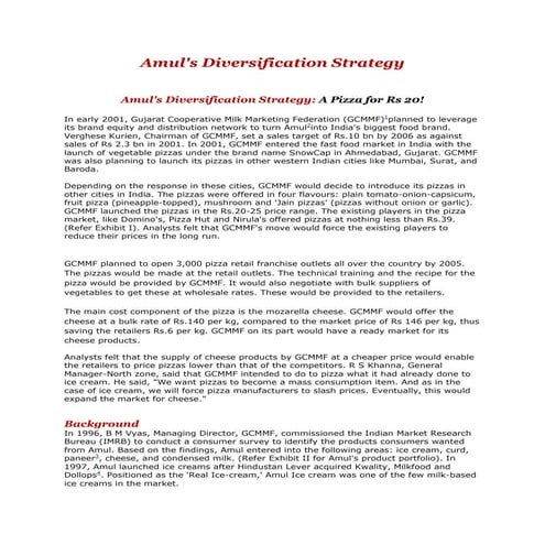 Amul's diversification strategy