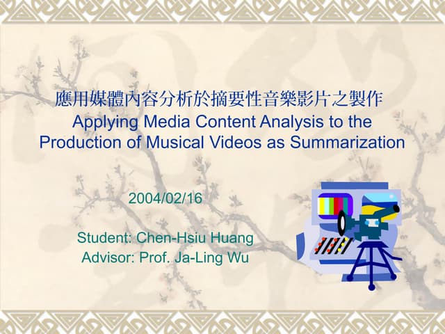 Applying Media Content Analysis to the Production of Musical Videos as Summar...