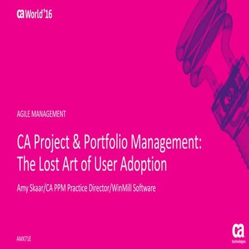 Pre-Con Ed: CA Project & Portfolio Management: The Lost Art of User Adoption