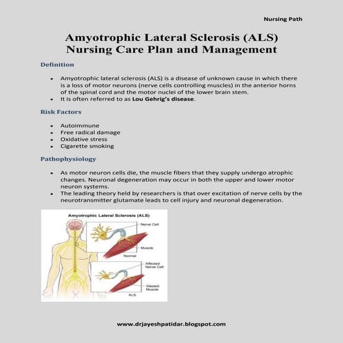 Amyotrophic lateral sclerosis (als) nursing care plan and management