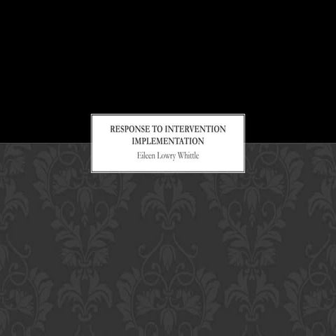 Response To Intervention  Tier Intervention