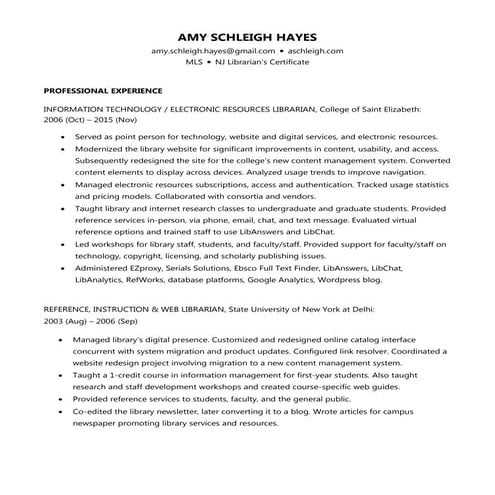 Resume, Amy Schleigh Hayes | PDF