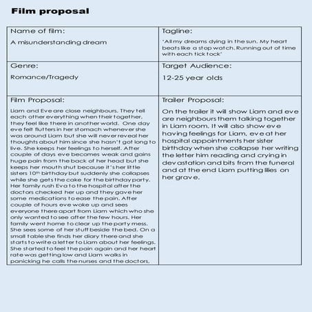 A mysterious dream; film proposal - 4018