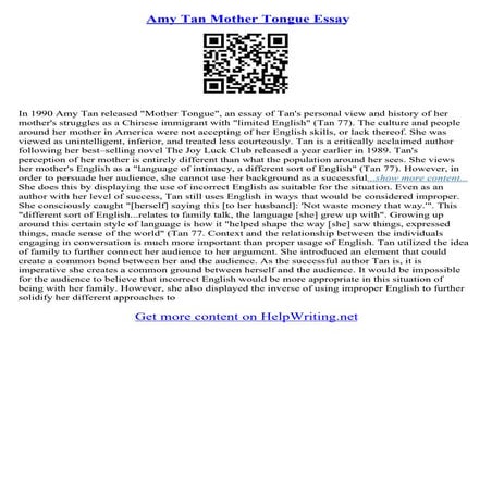 Amy Tan Essay | PDF