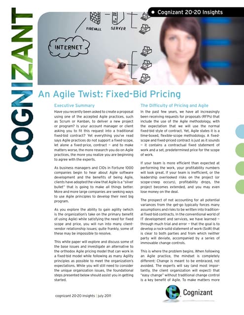 An Agile Twist: Fixed-Bid Pricing