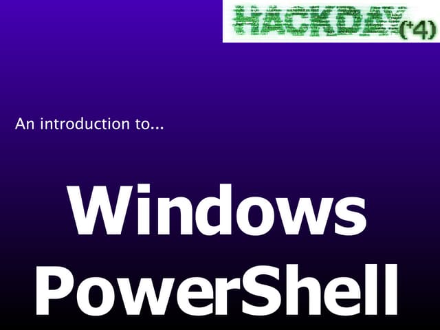 An Introduction to Windows PowerShell