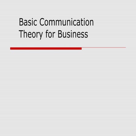 Basic Communication Perspectives