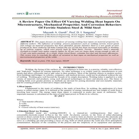 A Review Paper On Effect Of Varying Welding Heat Inputs On  Microstructure, M...