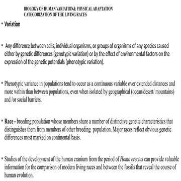 BIOLOGY OF HUMAN VARIATION& PHYSICAL ADAPTATION | PPTX