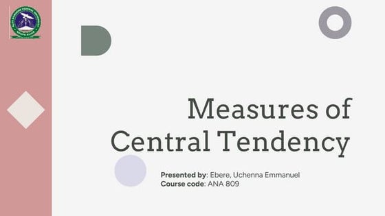 Measures of central tendency (ungrouped data) | PPT