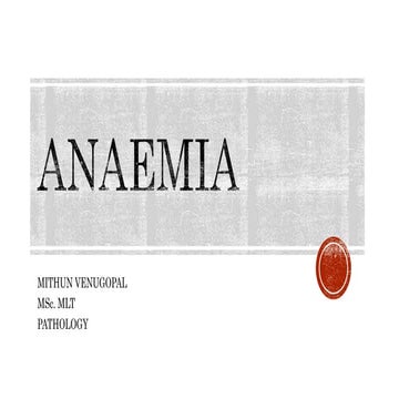 introduction to anaemia, classification of anaemia