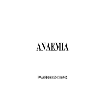 current diagnosis and management of ANAEMIA