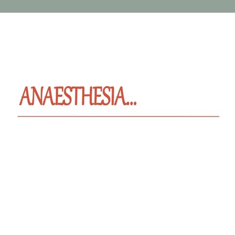 Anaesthesia suba | PPTX
