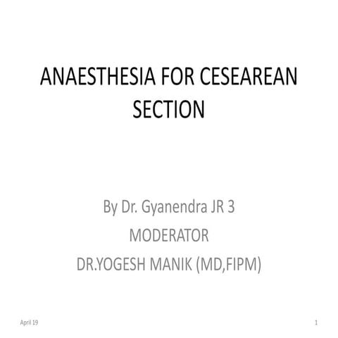 Anaesthesia for cesearean section