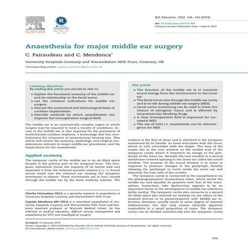 Anaesthesia for ear sugery | PPTX