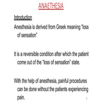 ANAETHESIA in surgical nursing at university