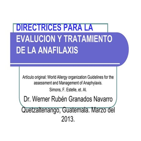 Anafilaxis evaluacion y tratamiento