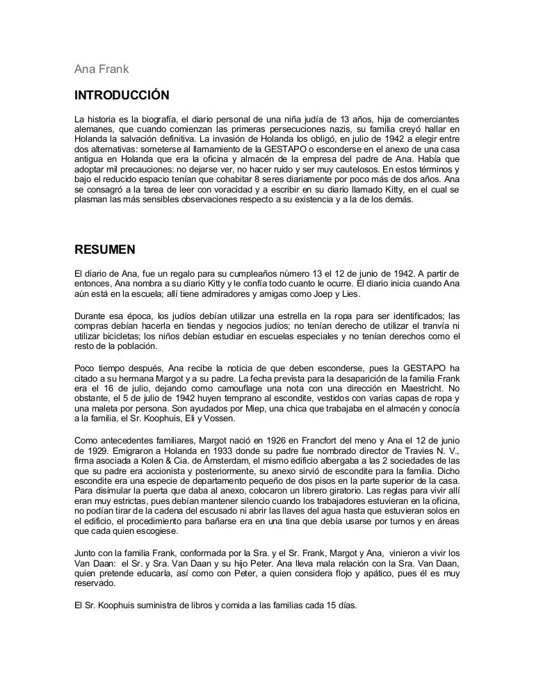 Ana frank resumen