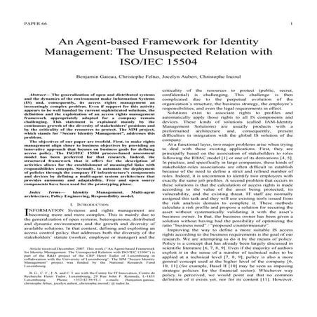 An agent based framework for identity management the unsuspected relation wit...