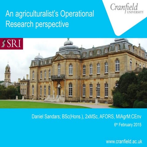 An agriculturalist's operational research career perspective