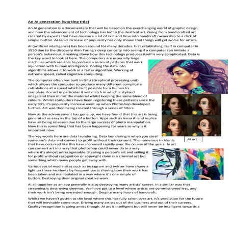 An AI generation pitch