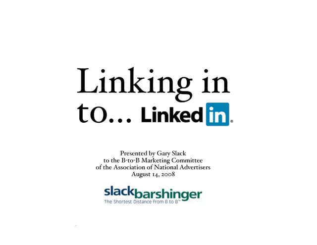 ANA LinkedIn Presentation