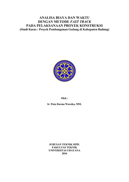 Analisa Biaya Dan Waktu