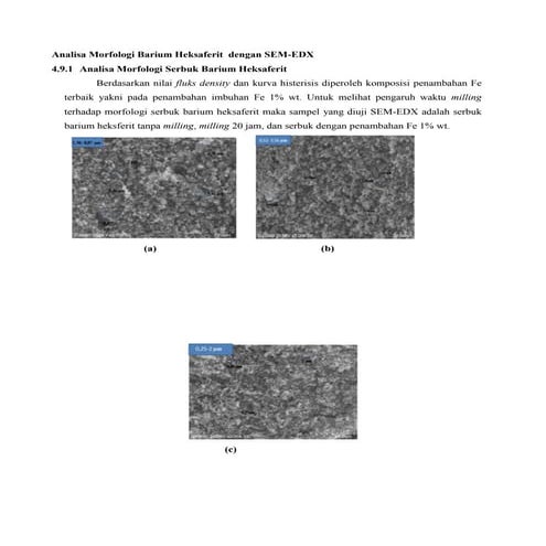 Analisa morfologi barium heksaferit  dengan sem
