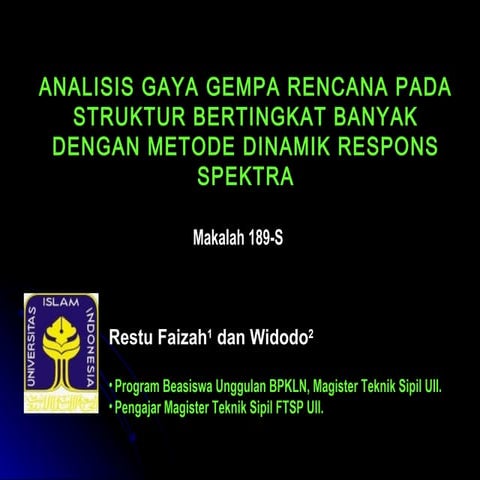 Desain respon spektrum (respon spectra design) rsni 03 2847-20 xx ...