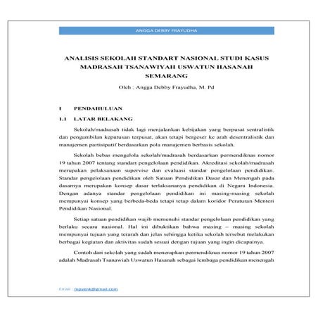 Analisa sekolah standart nasional