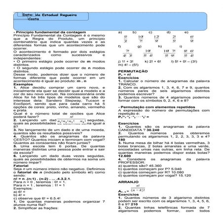 ANALISE combinatória Matemática probabilidade