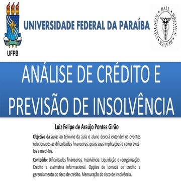 Análise de crédito e previsão de insolvência