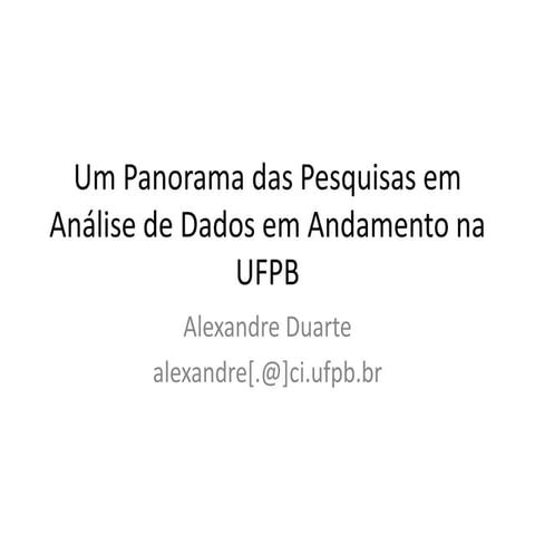 Panorama de Pesquisas em Análise de Dados na UFPB