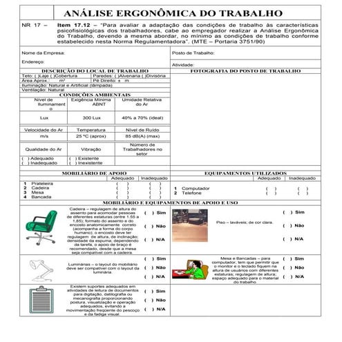 Analise ergonomica do trabalho | DOC