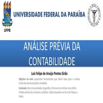 Análise prévia da contabilidade