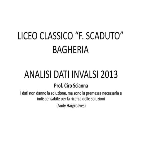 Analisi dati INVALSI 2013