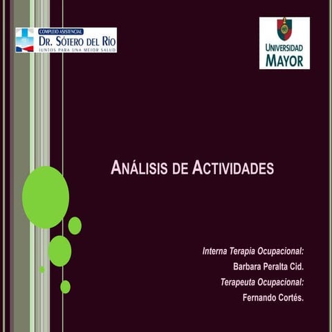 Analisis de algunas actividades de Terapia Ocupacional | PPT