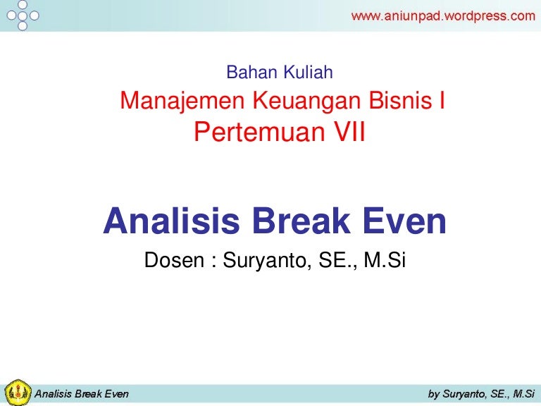 Analisis Break Even